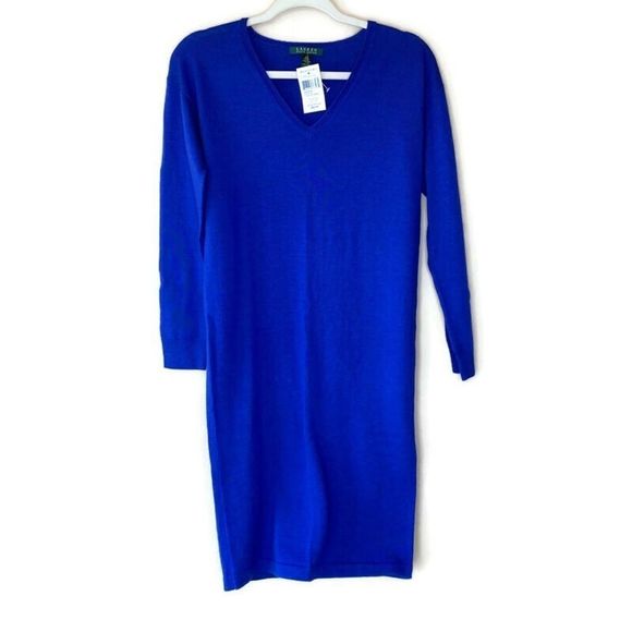 Lauren Ralph Lauren Dresses & Skirts - Ralph Lauren Blue Merino Wool Sweater Dres…